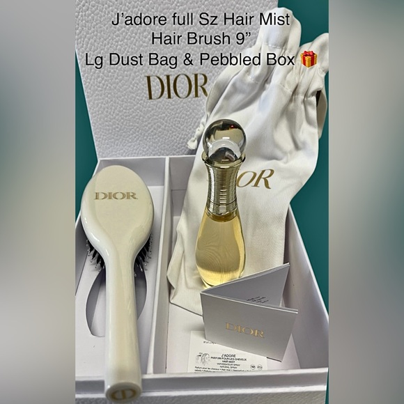 Dior Set NWT Hair Care Set: Brush & J’adore Hair Mist in Dior Pebbled Gift Box - Picture 3 of 12